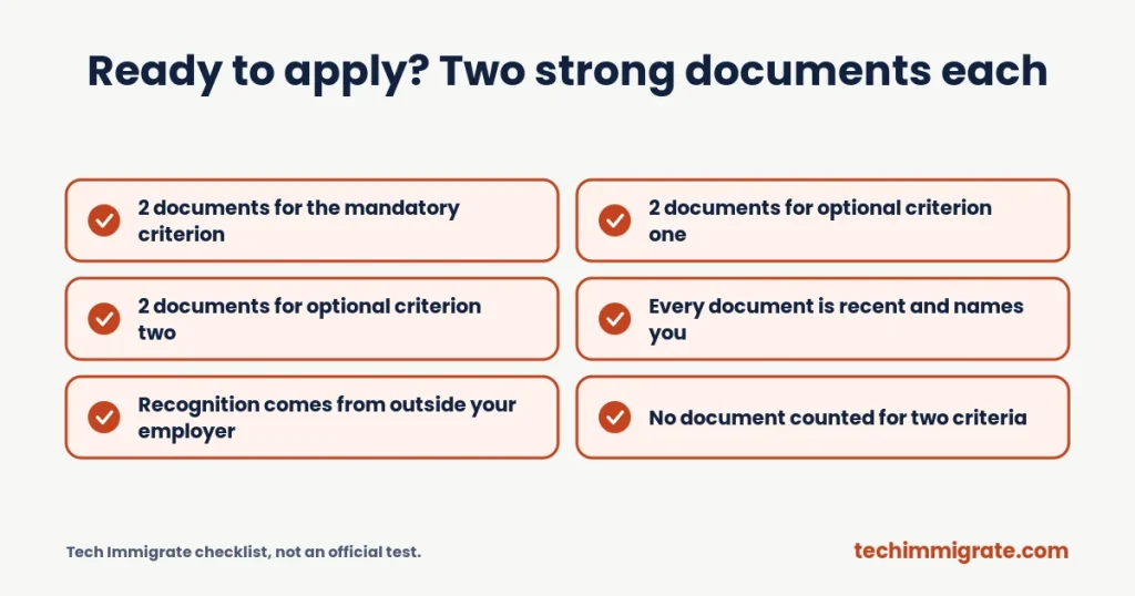 Ready to apply? Two strong documents each (Global Talent Visa Criteria: What Tech Nation Actually Checks)
