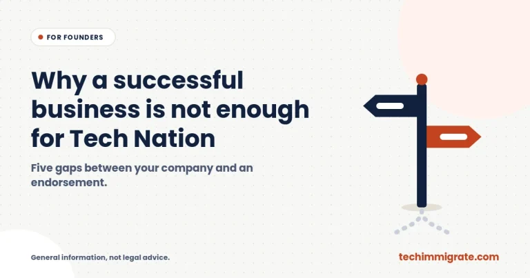 Tech Nation Startup Founder Route: Why a Successful Business Is Not Enough (5 Gaps)