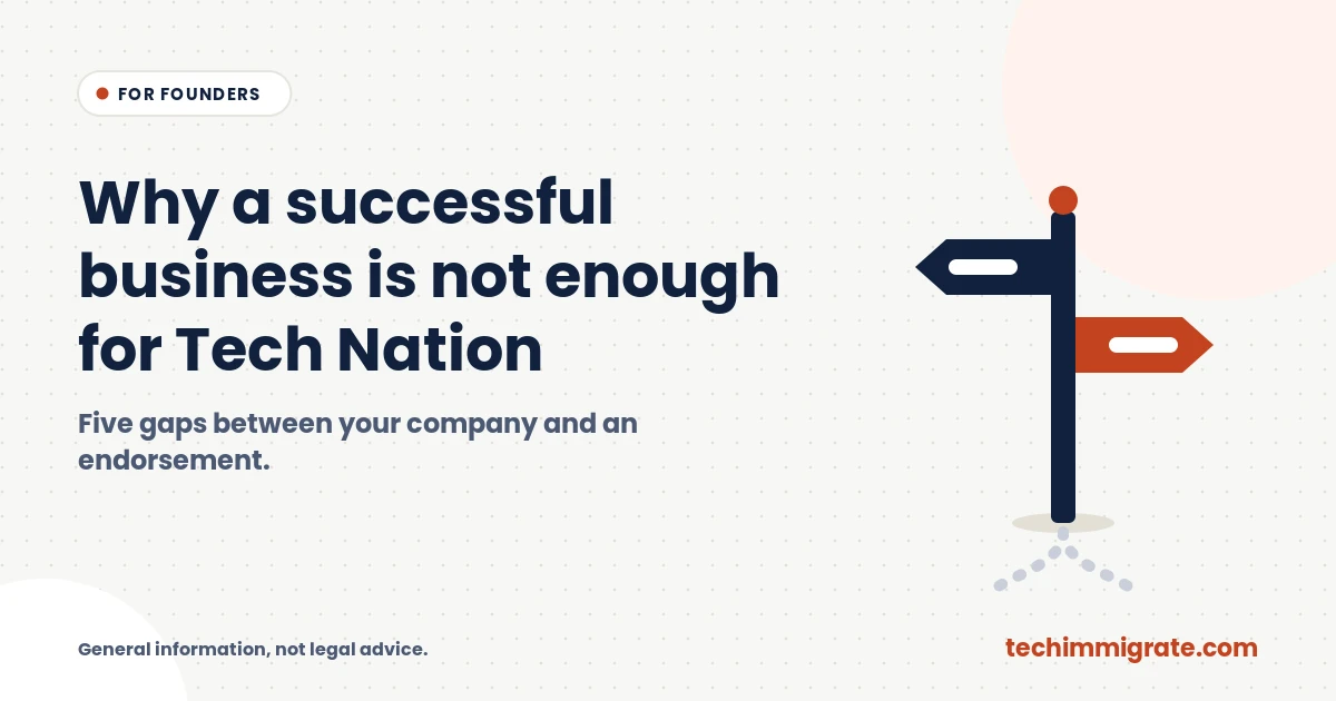 Tech Nation Startup Founder Route: Why a Successful Business Is Not Enough (5 Gaps)